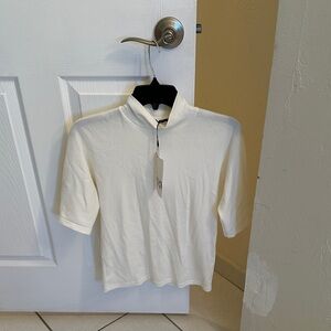 Zara Off-White High Neck Blouse